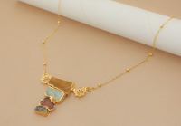 Fabriqué à la main plaqué or multi pierres précieuses déclaration collier Boho Chic bijoux en pierre naturelle pour les femmes