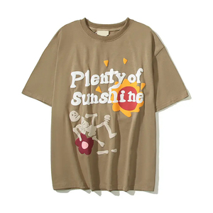 OEM manga corta hombro caído Hip Hop ropa de calle de gran tamaño impresión personalizada camiseta hombres Puff impresión camiseta - Product Image 1