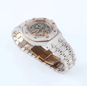 Montre de luxe pour homme en moissanite et diamant, cadran en cristal saphir, bracelet en acier inoxydable, style hip-hop, mouvement à quartz, 10 bars - Product Image 2