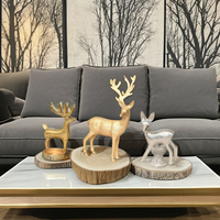 Ensemble de sculptures de cerfs modernes en aluminium argenté décor de table de 3 pièces pour le salon étagère de cheminée affichage de la plus grande fabrication Diwali