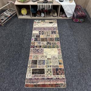 Tapis turc vintage 2,7x7,4 pieds, tapis en laine Herki patchwork arc-en-ciel - Product Image 1