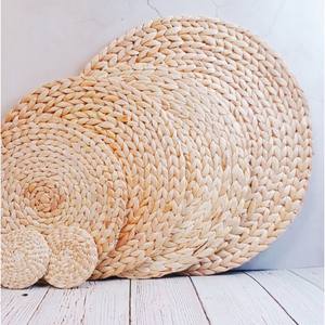 Natural Woven Water Hyacinth Placemats Seagrass Rattan Thick <b>Round</b> Anti-Slip Sleeve Dinner <b>Tablemat</b> carpet in viet nam - Product Image 1