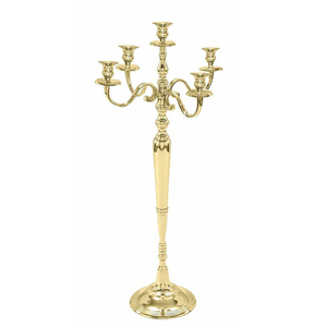 La mejor calidad, el último diseño real, acabado en oro brillante en candelabro de 5 brazos, tamaño personalizado para mesa de boda - Product Image 5