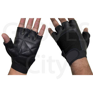 Gants de gymnastique demi-doigt noir blanc en cuir antidérapant Fitness haltérophilie protecteur de paume gants d'extérieur par GLOVES City - Product Image 3