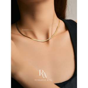 Collana Girocollo a Catena Sottile Intrecciata a Spina di Pesce da 2mm in Oro con Perla, Catena Impermeabile Placcata Oro - Product Image 5