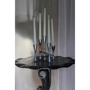 5 Arms <b>Black</b> and Silver Polished <b>Candelabra</b> Candle Jar Unique Decorative Lighting For Wedding Dining Table Party Decoration - Product Image 4
