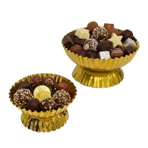 Bol de service en métal doré au design vintage pour les bonbons, les desserts, vaisselle moderne polie pour les célébrations de mariage, présentoir à chocolat - Product Image 2