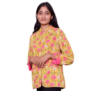 Chaqueta acolchada de algodón suave para mujer, chaqueta acolchada de la mejor calidad con estampado de bloque de mano, a la venta - Product Image 1