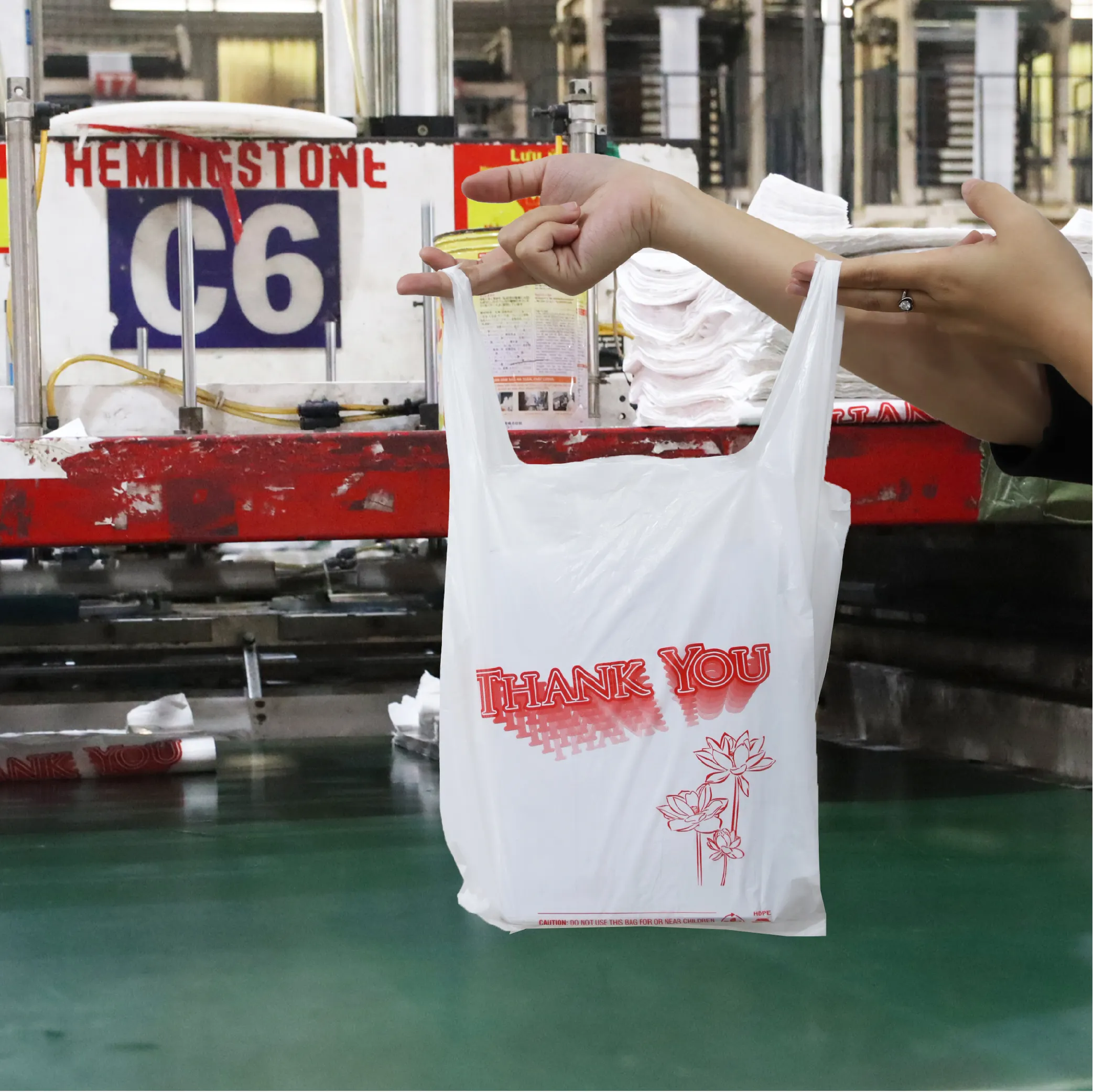 Individuell bedruckte Restaurant-Plastiktüte T-Shirt für Supermarkt, Einzelhandel, umwelt freundliche recycelbare Plastiktüten