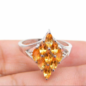 Bague de fiançailles et de mariage classique en argent sterling avec pierre précieuse citrine quartz jaune 1,32 ct pour femme - Product Image 1