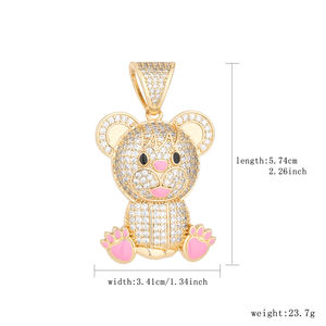 Colgante de Oso de Peluche de Latón Chapado en Oro de 14K con Circonitas, Dijes de Osito de Oro Laminado, Dijes de Animales Coloridos para Fabricación de Joyas y Suministros DIY - Product Image 6