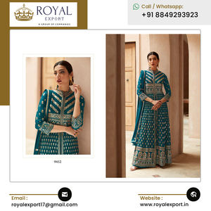 Diseñador de moda de calidad superior Ropa étnica india Traje pesado Georgette Palazzo Salwar con trabajo de bordado - Product Image 4