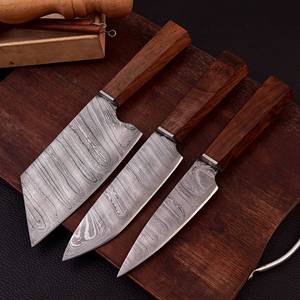 ชุดมีดทำครัว3ชิ้นทำด้วยมือมีดเชฟสไตล์ญี่ปุ่นใหม่พร้อมใบมีดดามัสกัสและ SMK1485ขนาด12นิ้วจากเหล็กคาร์บอน - Product Image 1