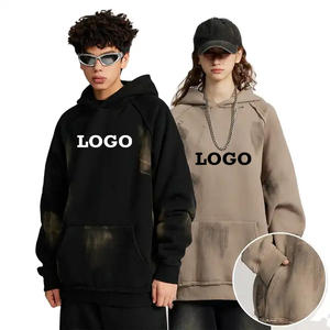 Meilleure vente personnalisé épais surdimensionné pull Streetwear à capuche 350GSM polaire Vintage en détresse lavé à l'acide à capuche pour unisexe - Product Image 1
