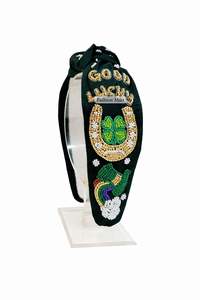 Hand Beaded <b>St</b> <b>Patricks</b> <b>Day</b> Headband Good Luck Clover And Horseshoe Design Fashion Hair <b>Accessory</b> - Product Image 6