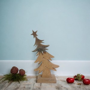 Decorative <b>Wooden</b> <b>Star</b> Ornament with Gold Finish Ideal for Christmas Home Decor Tabletop Accent and Festive Display - Product Image 3