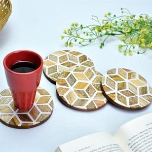 Posavasos Cuadrados Creativos con Incrustaciones de Hueso, Decoración de Mesa y Base para Tazas de Té con Elegante Diseño de Lametierartz - Product Image 4
