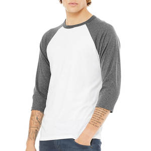 Bella Canvas 100% algodón mezclado 3/4-Camiseta de béisbol de manga extragrande con cuello redondo secado rápido transpirable ligero para verano - Product Image 4