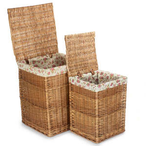 Cesta de lavandería de mimbre cuadrada al vapor ligera con forro de rosas de jardín cesta organizadora elegante para el hogar - Product Image 5