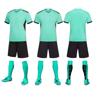 Ensemble de maillot et short de football unisexe personnalisé, respirant, à séchage rapide, antibactérien, extensible, blanc et bleu, uniforme d'entraînement - Product Image 2