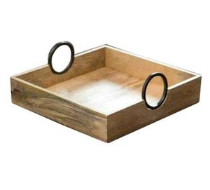 Plateaux de service en bois faits à la main de vente chaude avec poignée carrée et ronde exportés pour la vente - Product Image 1