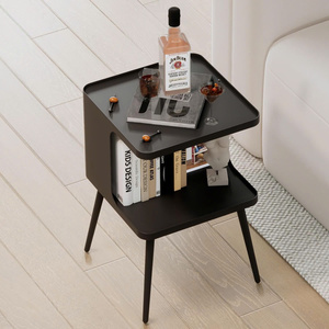โต๊ะข้างขนาดเล็กทำจากโลหะทันสมัยพร้อมที่เก็บของแบบเปิดสำหรับห้องนอนห้องนั่งเล่นหรือพื้นที่ขนาดเล็ก - Product Image 3