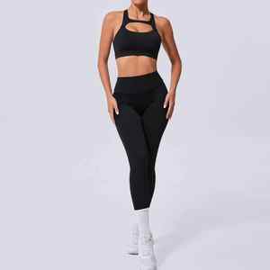 custom <b>yoga</b> clothing set <b>for</b> <b>women</b> oem leggings and crop <b>top</b> breathable seamless fitness wear <b>for</b> gym or home workouts - Product Image 4