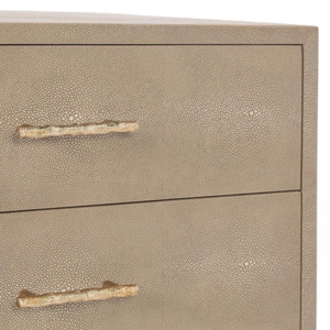 Meuble de Chambre à Coucher Contemporain Beige Faux Shagreen 3 Tiroirs avec Quincaillerie et Pieds en Métal Modèle Table de Chevet de Vietnam - Product Image 4