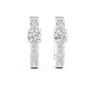 Boucles d'oreilles pendantes rondes en diamant pour tous les jours, or blanc 14 carats, bijoux minimalistes pour femmes, luxe certifié, élégantes, fines, cadeau - Product Image 1