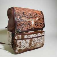 Sac à dos ENGLAND fait main en cuir véritable 100% avec motifs floraux gravés, fermeture éclair, cadre externe, léger, imperméable et antivol