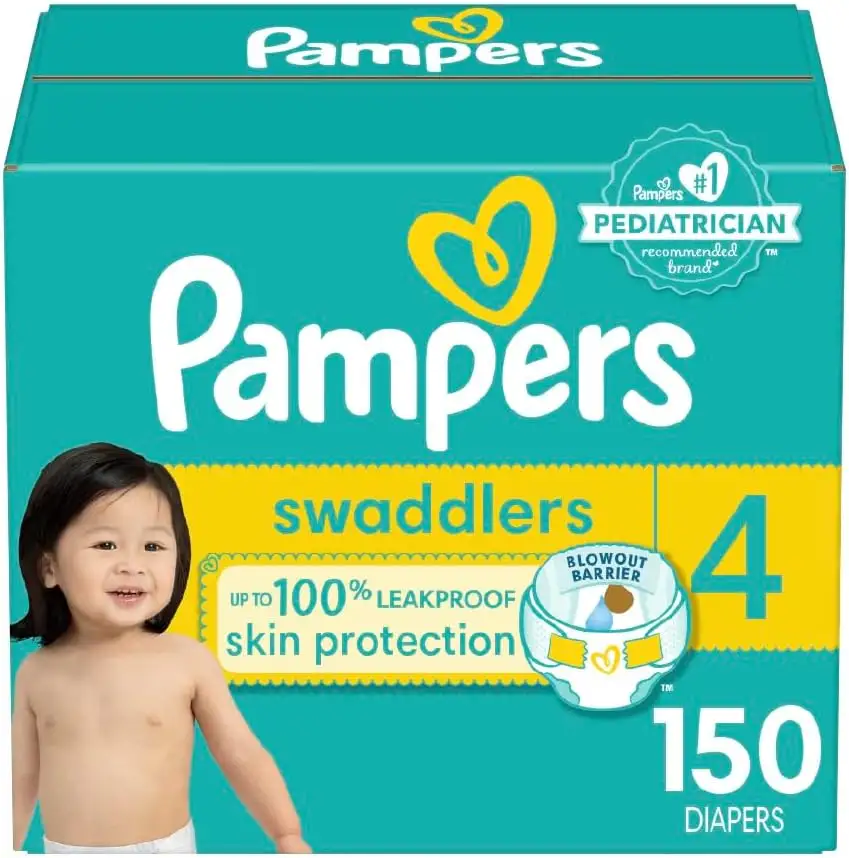 Pampers swaddlers TÃ-Kích thước 4, 150 đếm, siêu mềm dùng một lần Tã em bé bán chạy nhất