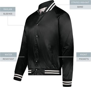 Chaqueta universitaria de satén de diseño 2024 hecha a medida para hombre, abrigo deportivo de baloncesto de manga larga, estilo 'Reglan Cut' a prueba de viento - Product Image 3