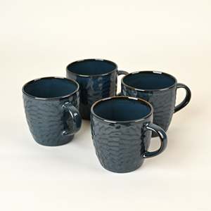 Mosaic Denim Hue Ceramic Tea <b>Cup</b> <b>Set</b> of 4 - Product Image 2