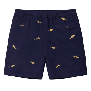 Shorts de bain pour hommes, bleu marine, taille élastique, cordon de serrage, shorts de plage, shorts de piscine d'été - Product Image 2