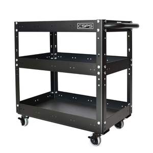 Vente en gros Chariot d'armoire de rangement d'outils en acier inoxydable 03 niveaux roulants pour garage mécanique et entrepôt industriel - Product Image 4