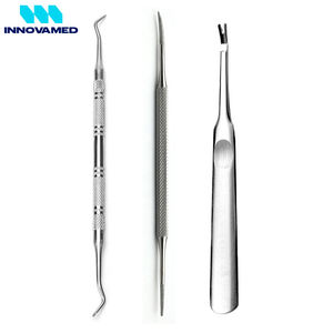 Kit d'instruments de podologie et de pédicure en acier inoxydable de qualité chirurgicale, curettes double face et limes à ongles pour le soin des ongles incarnés - Product Image 2