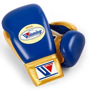 Gants de concours de boxe à lacets bleus personnalisés Équipement d'entraînement en cuir doré pour Kickboxing et Sparring - Product Image 3
