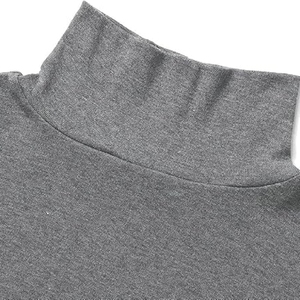 Pulls d'hiver pour hommes coupe ajustée anti-rides avec col rond pull en polyester de couleurs unies - Product Image 4