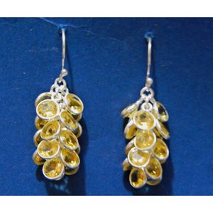 925 Sterling Silver Jaune Zircon Boucle D'oreille Facettes Jaune CZ Pierres Précieuses Grappe De Raisins Inspiré Bijoux pour Filles Avec Diamant - Product Image 4