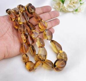 Beer\\\ Honey ควอตซ์ลูกปัดแก้วธรรมดา L เบียร์ธรรมชาติ16นิ้วลูกปัดควอตซ์น้ำผึ้งเรียบสำหรับการทำเครื่องประดับที่ดี - Product Image 3