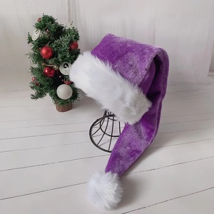 Venta al por mayor Sombrero de Papá Noel 75cm de Altura de Lujo Adulto Negro Púrpura Verde Azul Rosa Rojo Felpa Terciopelo Sombrero de Navidad - Product Image 1
