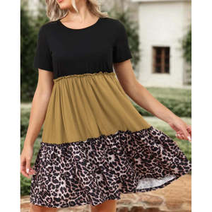 Robe en viscose trois pièces à détail léopard pour femme, 37505 - Léopard - Product Image 4