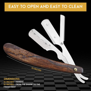 Rasoirs à manche en bois, rasoirs à gorge coupée avec Logo personnalisé, rasoir à lame unique pour hommes - Product Image 5