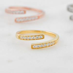 Spiral <b>Ring</b> Dainty Zircon <b>Stacking</b> <b>Ring</b> CZ <b>Ring</b> Minimalist Jewelry 925 <b>Sterling</b> <b>Silver</b> 14K Gold Plated - Product Image 3