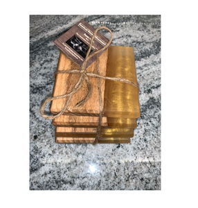 Posavasos de madera y resina epoxi de aspecto elegante con cuerda para regalo de boda posavasos de madera con posavasos para tazas de té - Product Image 1