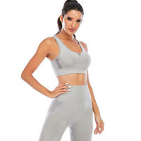 Sujetador Deportivo Sin Costuras de Soporte Medio Personalizable de Alta Calidad para Mujer, Transpirable, Antibacteriano, de Spandex/Nylon, con Escote en V Profundo