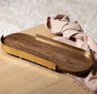 Vente en gros bol de plateau de service en bois de style arabe pour le Ramadan chocolat et dessert finition or et blanche pour Diwali