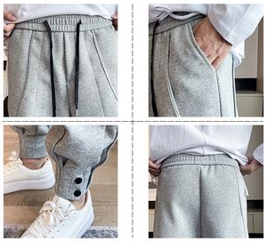 กางเกงวอร์มฮาร์แลนเอวกลางแบบปรับแต่งได้สำหรับผู้ชายสไตล์ลำลองผ้าพลัสด้านหน้าเรียบพร้อมบริการ OEM สำหรับฤดูใบไม้ผลิและฤดูใบไม้ร่วง - Product Image 4