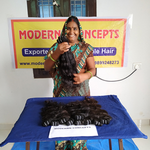 Extensiones de cabello humano de India, extensiones de cabello natural virgen sin procesar alineadas con cutícula - Product Image 4