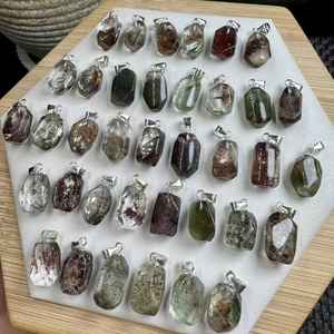 Натуральный высококачественный оптовая продажа красочный садовый кварц S925 Серебряный кристалл драгоценный камень кулон для подарка - Product Image 2